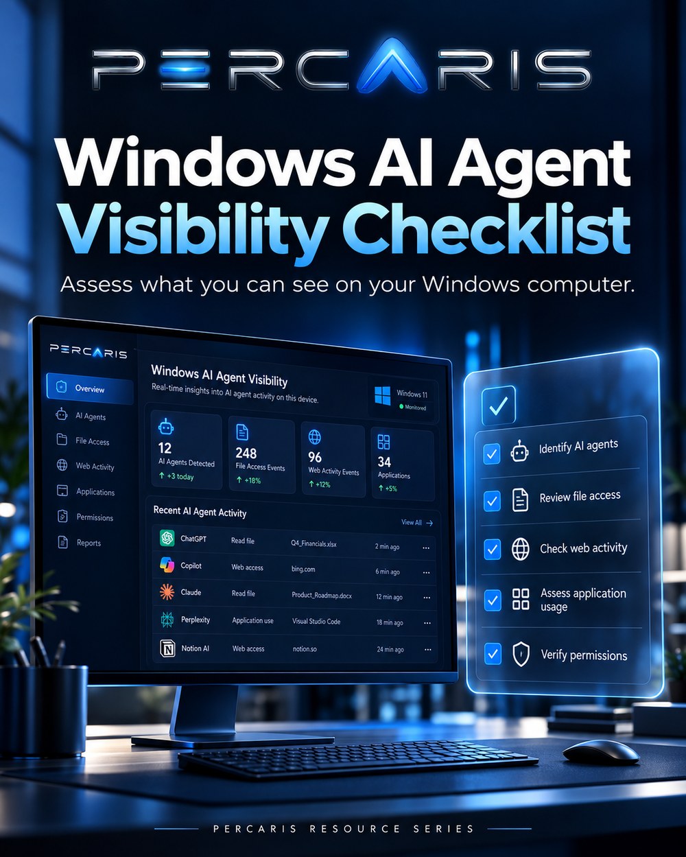 Windows AI Agent Visibility Checklist cover — PERCARIS resource series